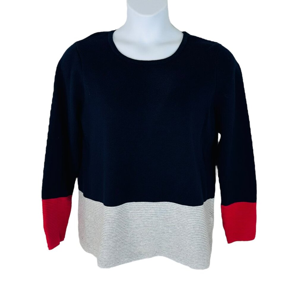 Joules Women's Size 14 Valencia Colorblock Pullover Navy Gray Pink Sweater